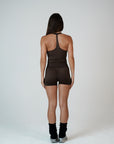 HIGH SHINE RACE SHORTS COFFEE