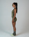 HIGH SHINE RACE SHORTS KHAKI