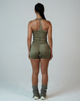 HIGH SHINE RACE SHORTS KHAKI