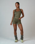 HIGH SHINE RACE SHORTS KHAKI