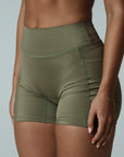 HIGH SHINE RACE SHORTS KHAKI