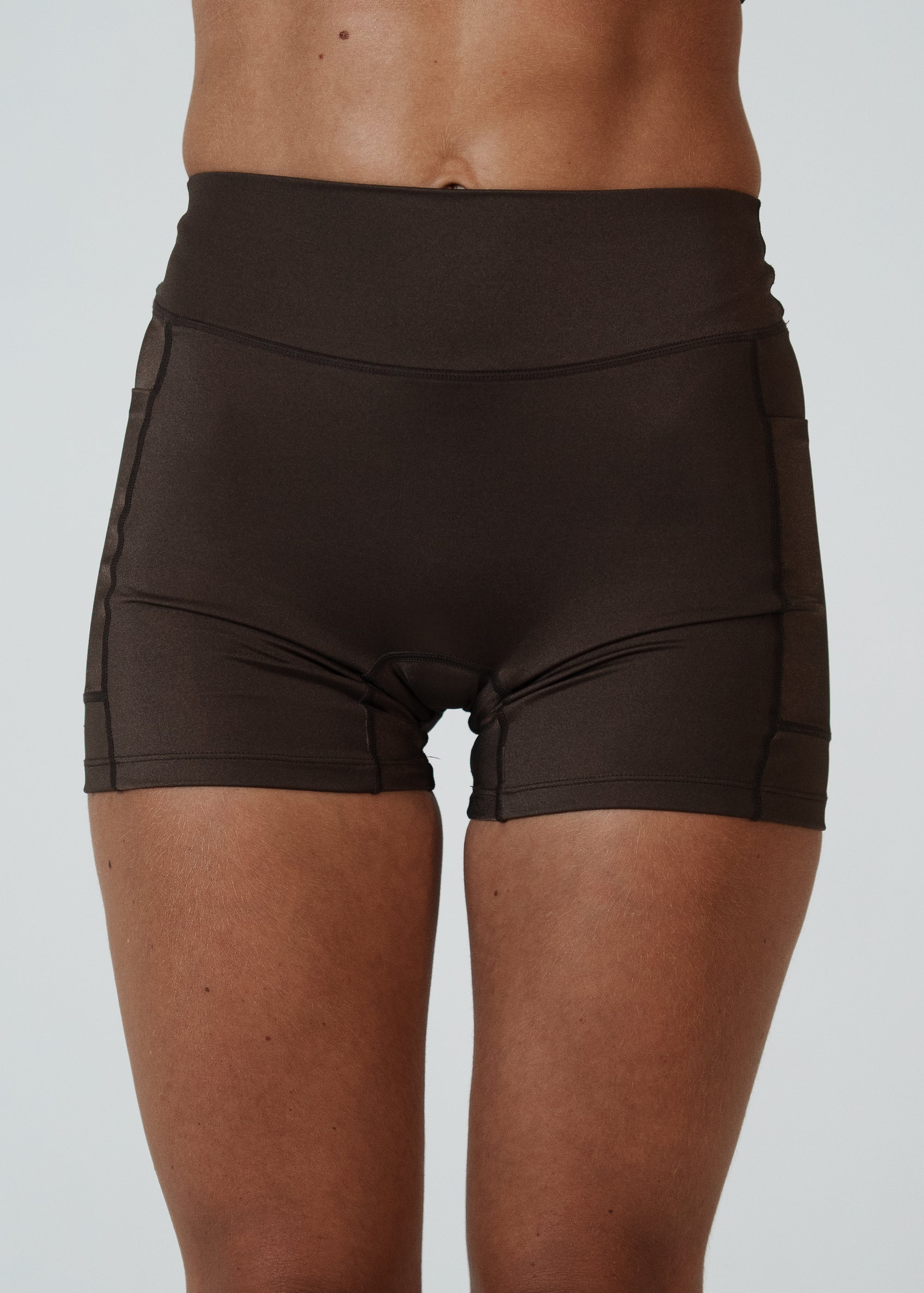 HIGH SHINE RACE SHORTS COFFEE