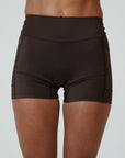 HIGH SHINE RACE SHORTS COFFEE