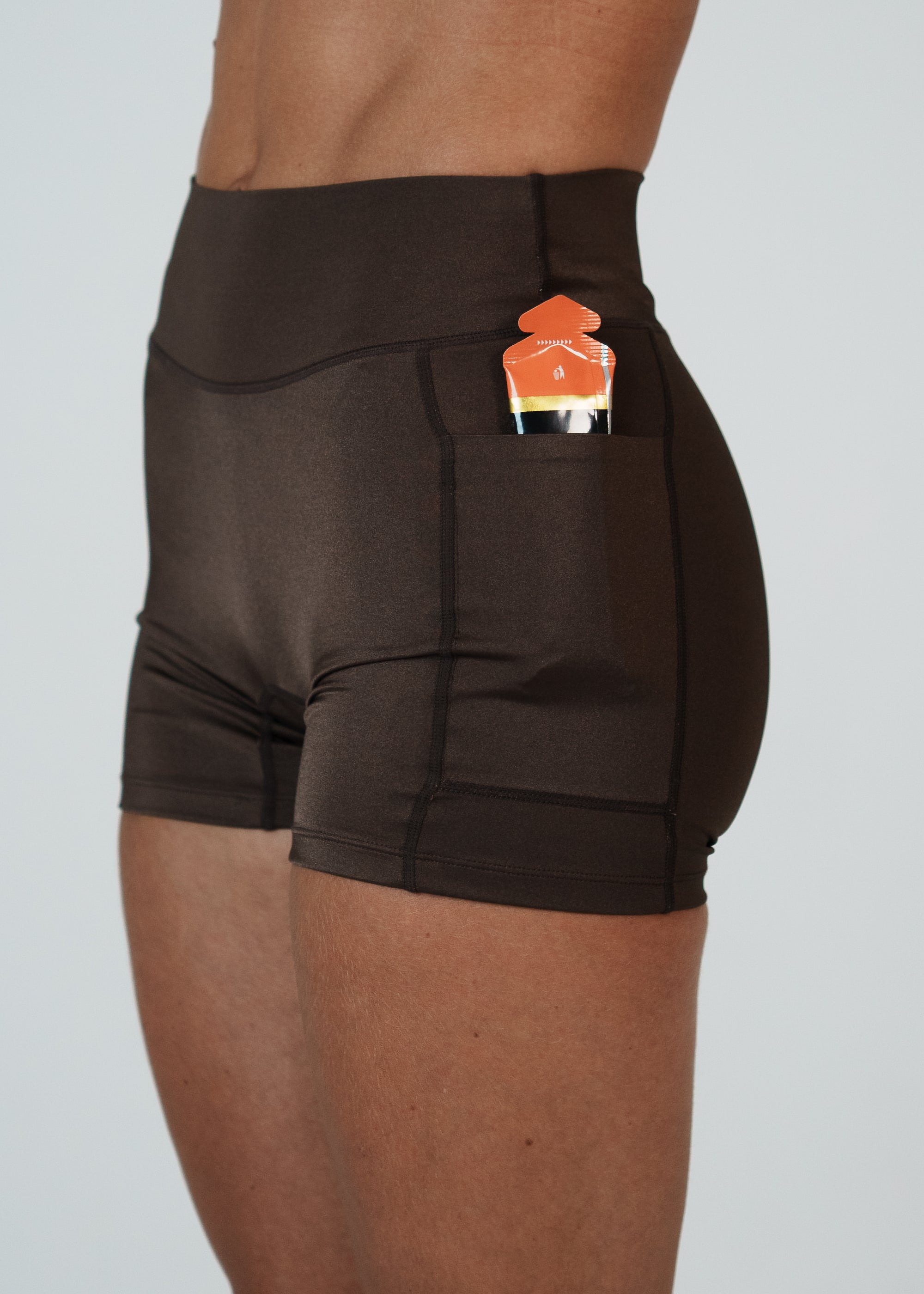 HIGH SHINE RACE SHORTS COFFEE