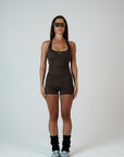 HIGH SHINE RACE SHORTS COFFEE