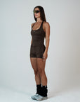 HIGH SHINE RACE SHORTS COFFEE