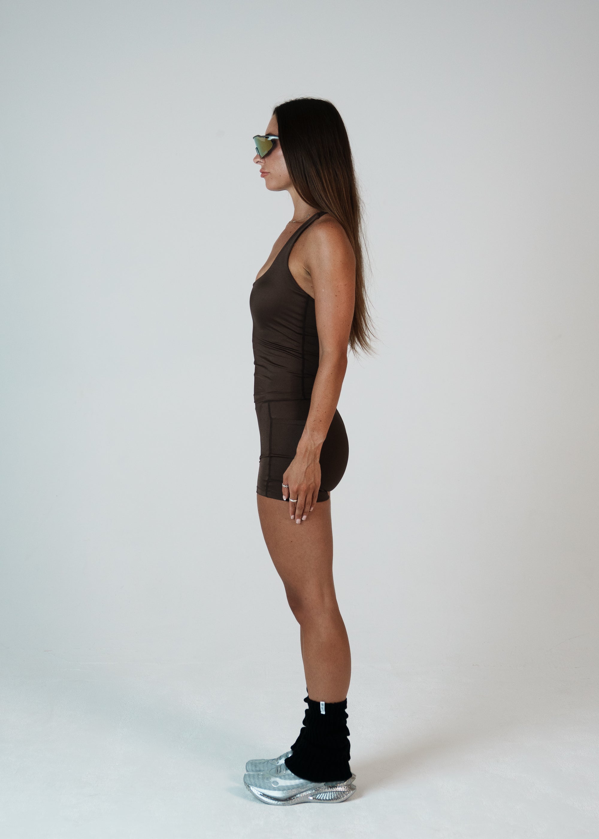 HIGH SHINE RACE SHORTS COFFEE