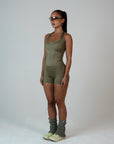 HIGH SHINE RACE SHORTS KHAKI