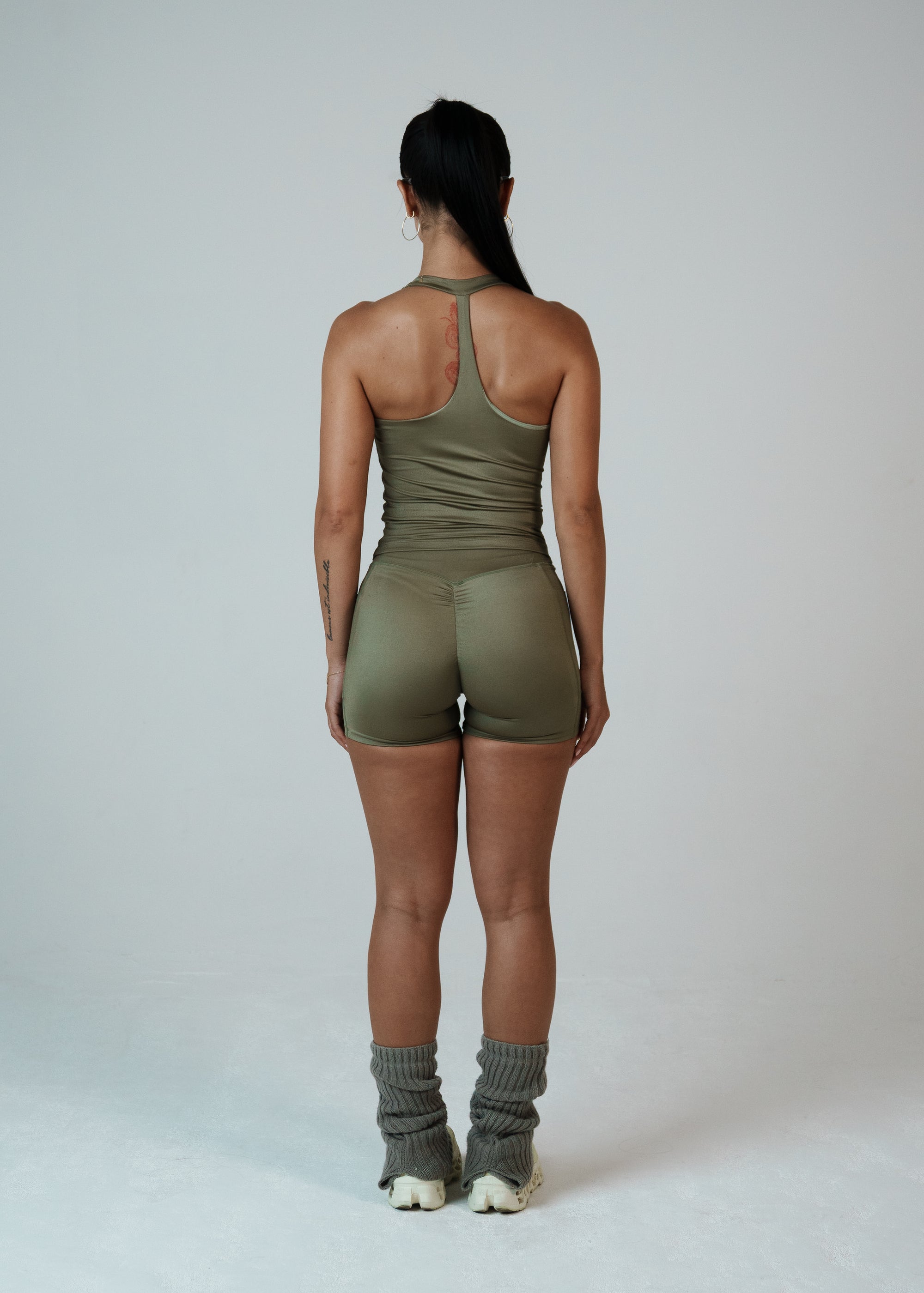 HIGH SHINE RACE SHORTS KHAKI