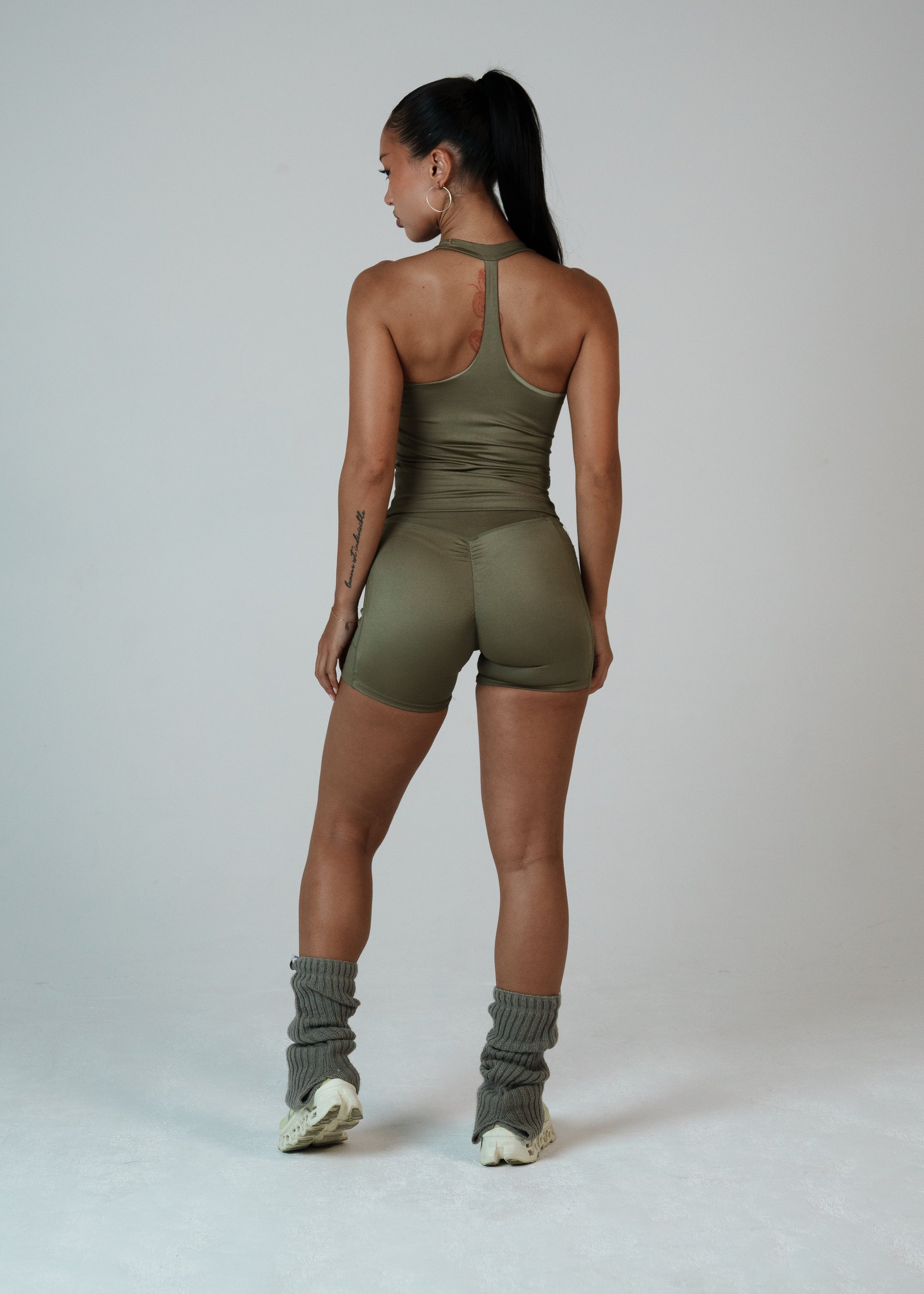HIGH SHINE RACE SHORTS KHAKI