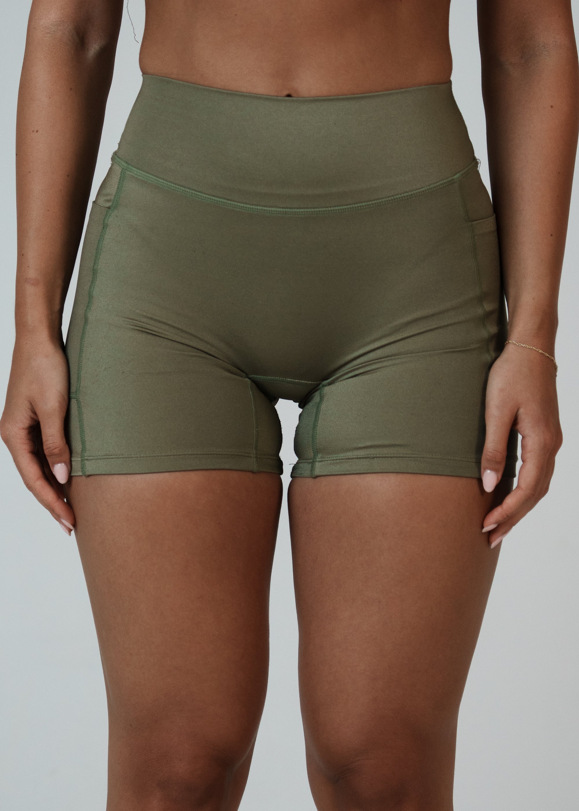 HIGH SHINE RACE SHORTS KHAKI