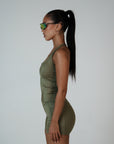 HIGH SHINE RACE TANK KHAKI